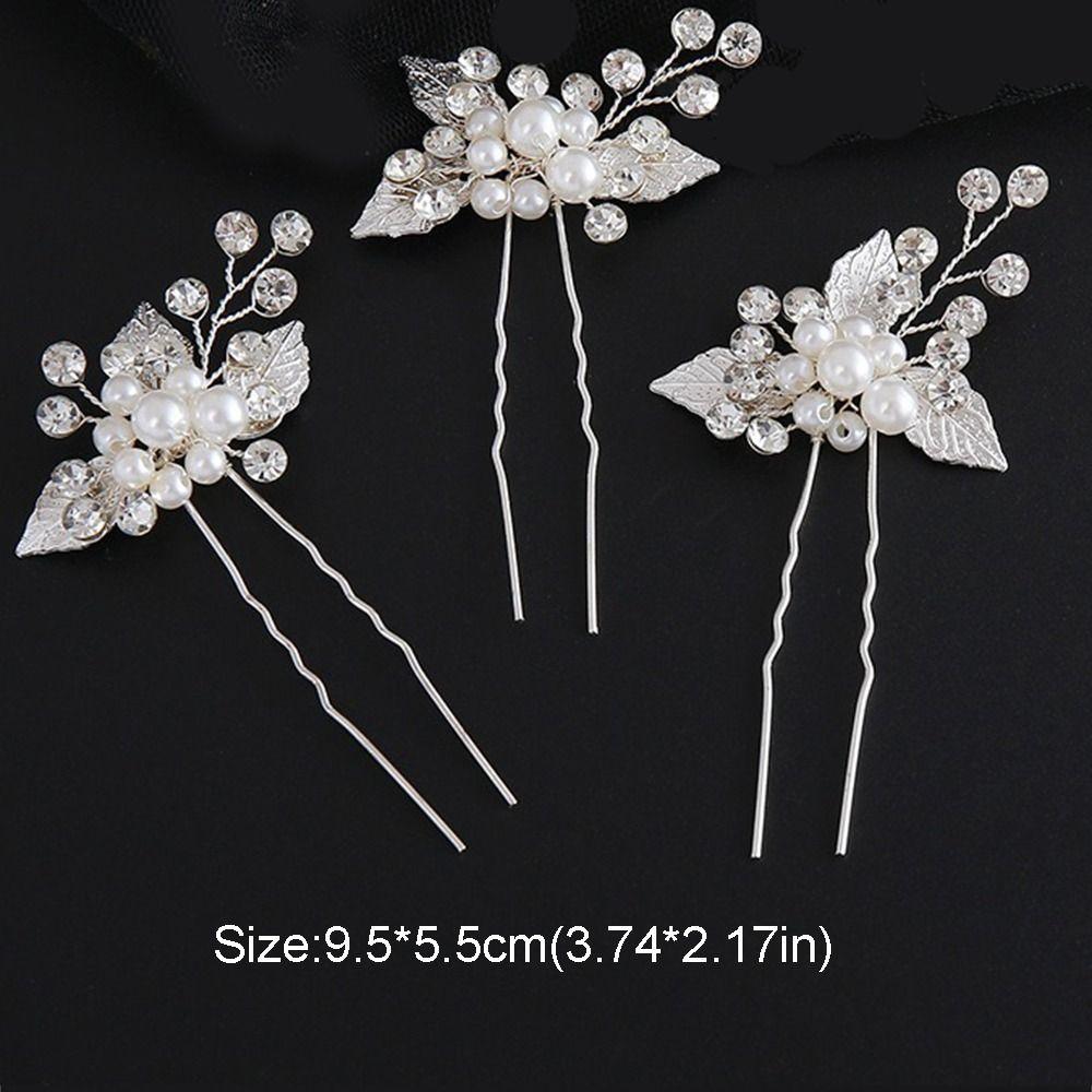 2/4/5Pcs Crystal Bridal Hair Accessories Sparkling Bride Headpiece Set U-shaped Hairpin Pin Party