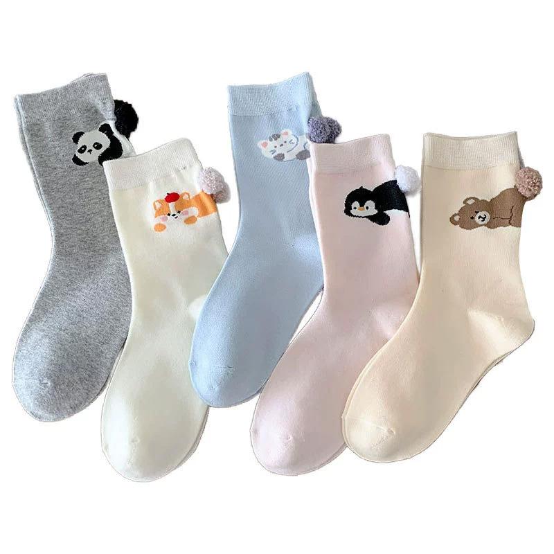 1Pair Cotton Comfortable Animal Egg Socks Skin-Friendly Cartoon Cartoon Multi-element Three-dimensional Print