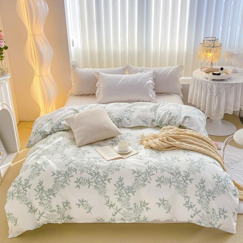 Fresh Flowers Quilt Cover 100% Cotton Zipper Duvet Cover High Quality Skin-friendly Comfortable Bedding for Kids Teens Adults