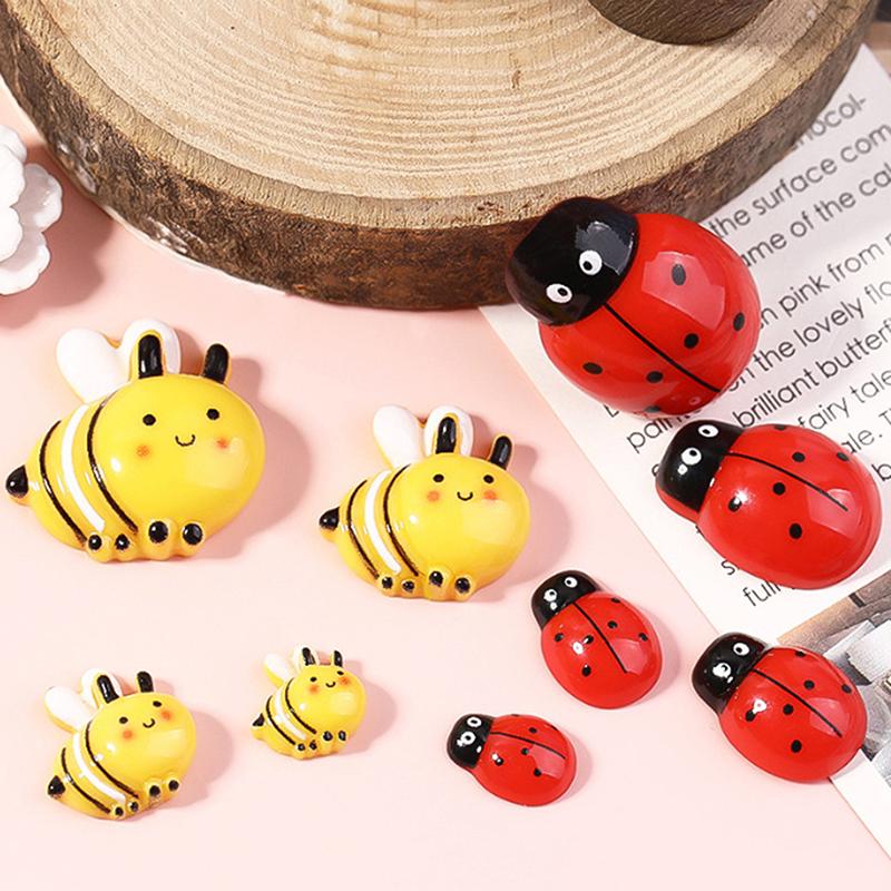 5Pcs Cartoon Bee Ladybug Cute Resin Jewelry Making Diy Decorative Accessories