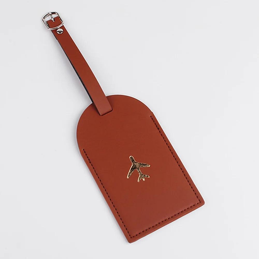 Luggage Tag Suitcase Luggage Label PU Leather Baggage Boarding Bag Tag Portable Travel Accessories Name ID Address Holder