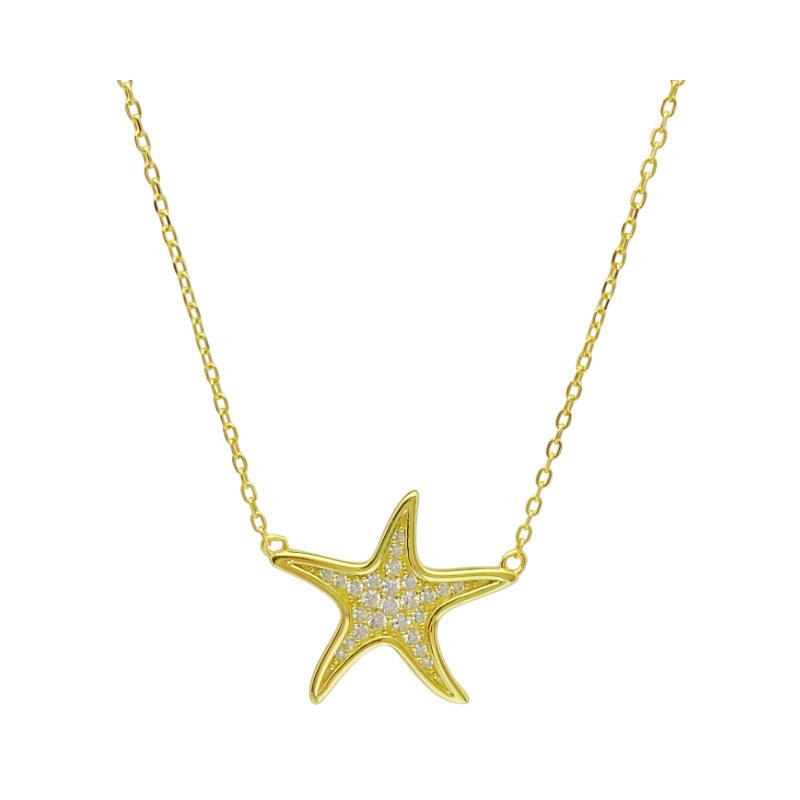 Sterling Silver S925 Starfish Necklace: Elegant European & American Style for Women