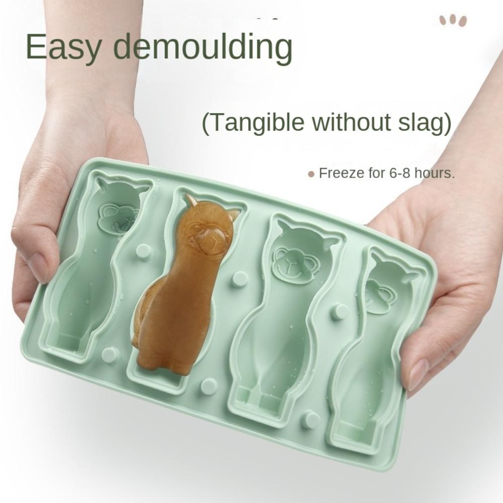 Silicone Ice Cube Tray 3D Alpaca Ice Cream Mold Novelty Long Ice Stick Tray Summer