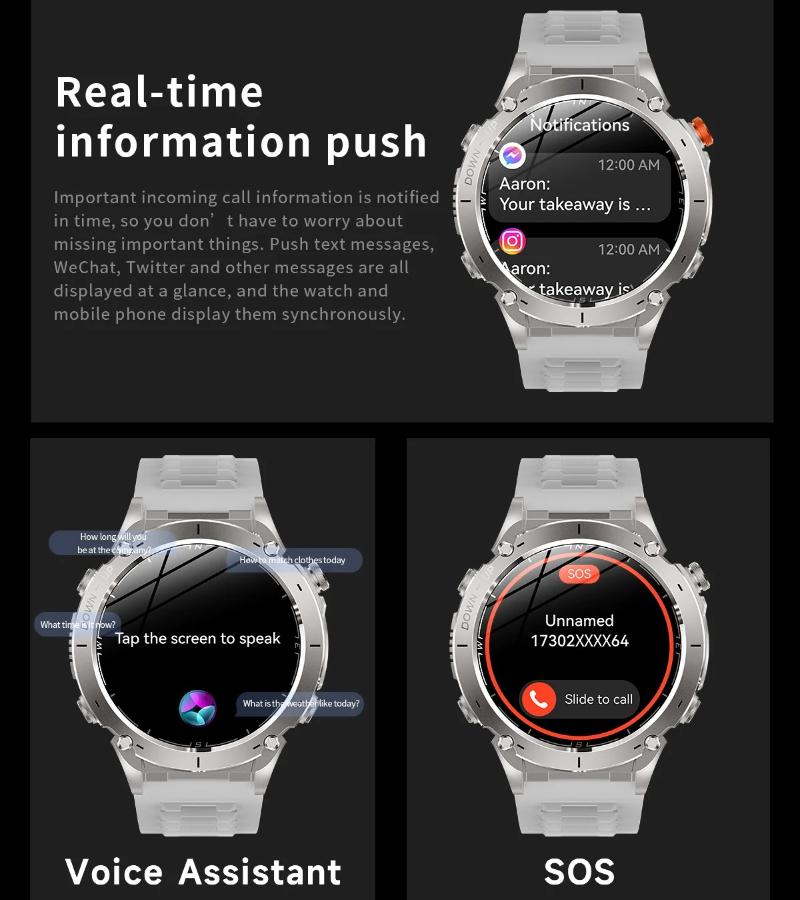 Nuovo Smartwatch GPS 2026 Impermeabile 10 ATM GNSS Dual-band Integrato Bussola Schermo AMOLED Ultra HD Sport Militare Uomo Compatibile Android/iOS