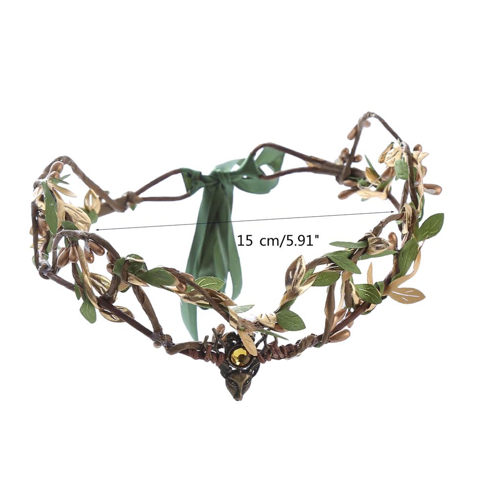 Model Show Flower Crown with Rhinestone Pendant Decors Ethnic Style Headband for Girls Cosplay Fairy for