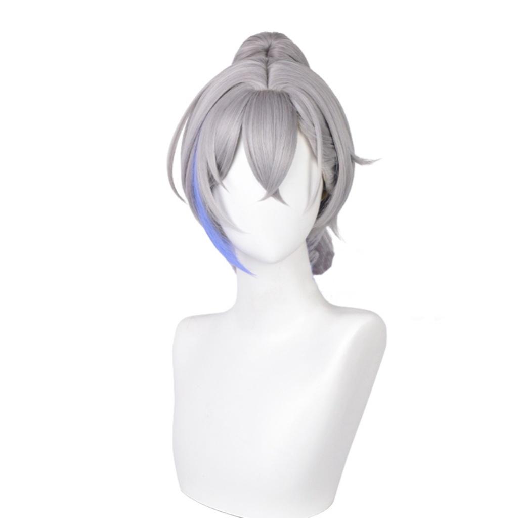 Silver Wolf Cosplay Wig Medium Length, Hand-woven With High-temperature Fiber