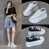 Inner Height Increase 8 Leather Little White Shoes Women, Spring and Autumn New Versatile Thick-soled Muffin Casual Shoes Autumn Models