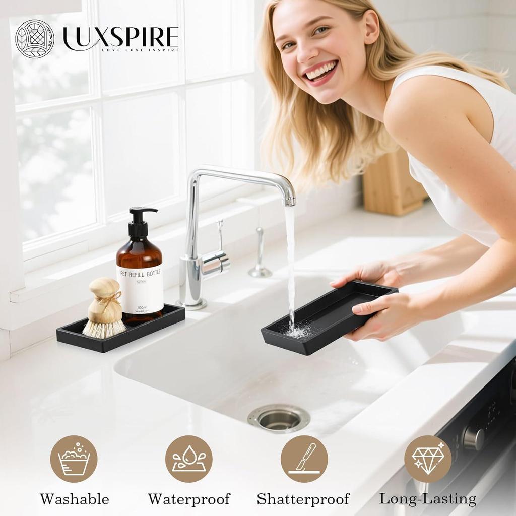 Customized Silicone Bathroom Vanity Tray - Square Soap & Accessory Organizer