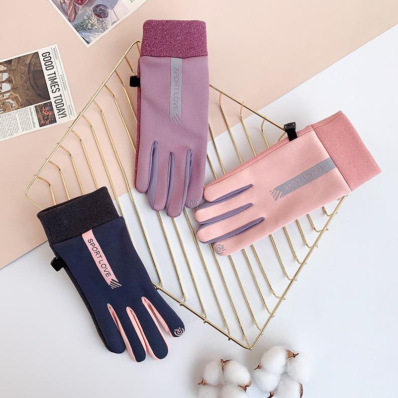 Men and Women Water Proof Wind Proof  Cold Proof Plus Velvet Touch Screen Warm Gloves Couple Cycling Sports Travel Outdoor