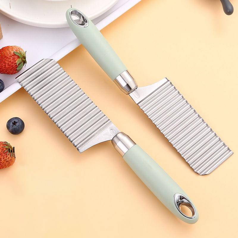Stainless Steel Crinkle Fry Cutter Dough Vegetable Fruit Crinkle Wavy Slicer Knife Potato Cutter Chopper French Fry Maker Tools