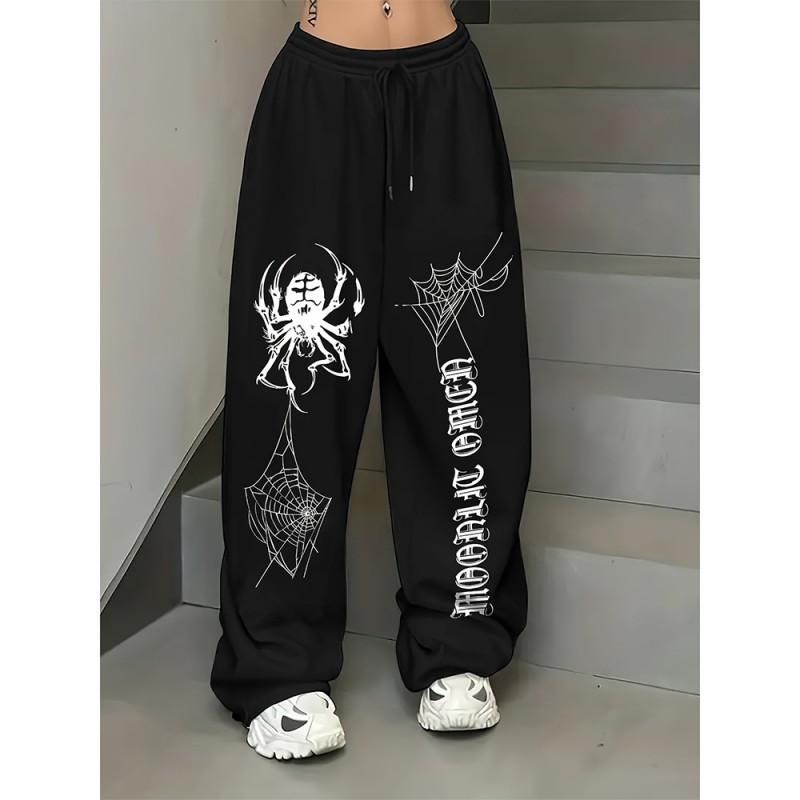 Womens High Street Hip Hop Loose Straight Leg Casual Pants