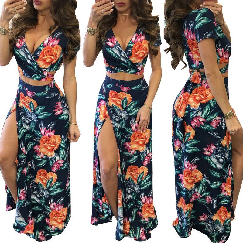 M482 Cross-Border Boutique European and American Popular Amazon Independent Station Classic Floral Hot Sale Dress Two-piece Set