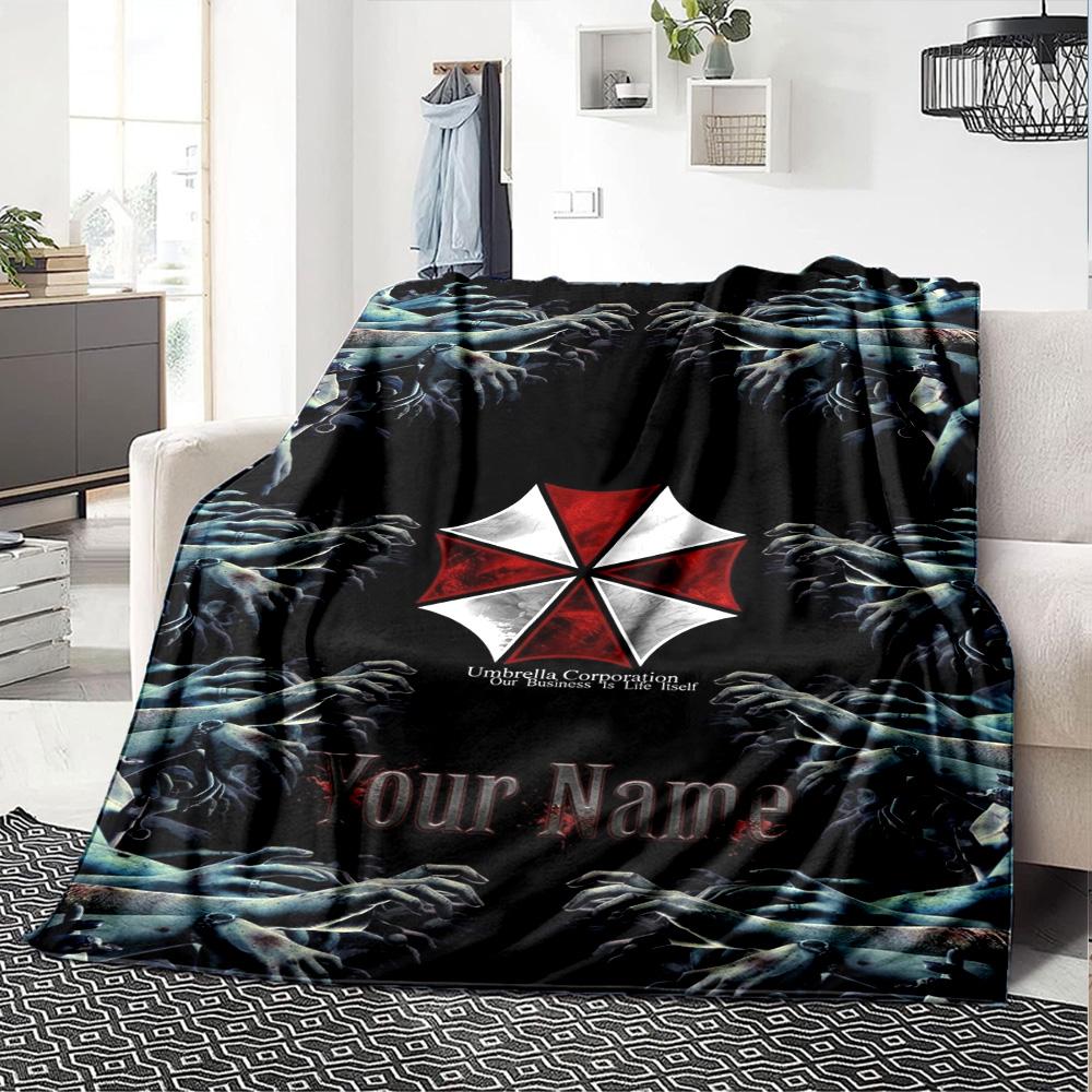 Name Custom Umbrella Corporation Print Flannel Blanket High Quality Warm Comfortable Cover for All Seasons Perfect for Gifts Home Decor