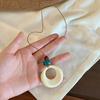 Brown Circle Woven Rope Necklace Women'S Minimalist  Cold Tone Vintage Style Resin Material Necklace Accessory