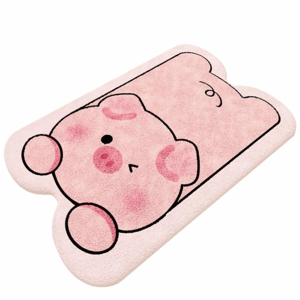 Animal Theme Material Bathroom Floor Mat Thickened Cartoon Design Foot Mat Non-Slip Irregular Shaped Toilet Carpet Bathroom Use