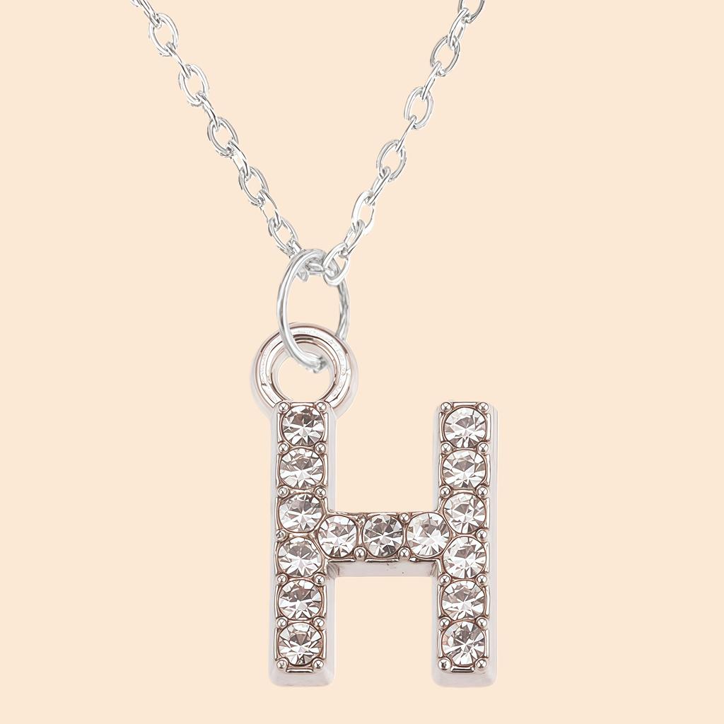 Shining Zircon A-Z Letter Pendant Necklace 26 Initial Alphabet Clavicle Chain For Women Valentine's Day Party Jewelry Gift