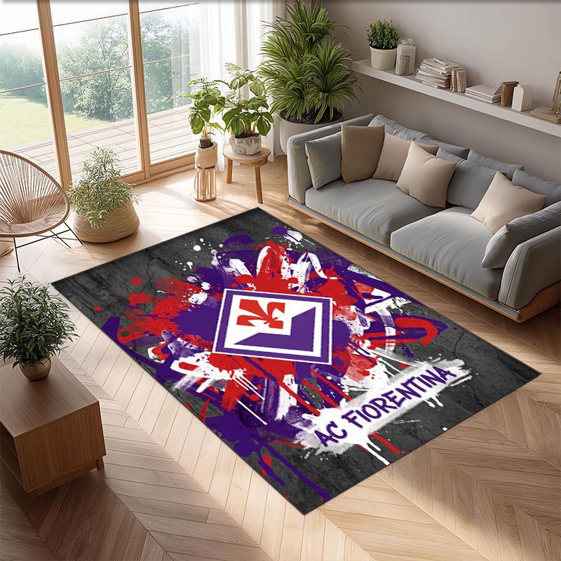 Fiorentina FC Soccer Football Pattern Soft Area Rug Non Slip Indoor Floor Carpet Sports Decor Mat for Bedroom