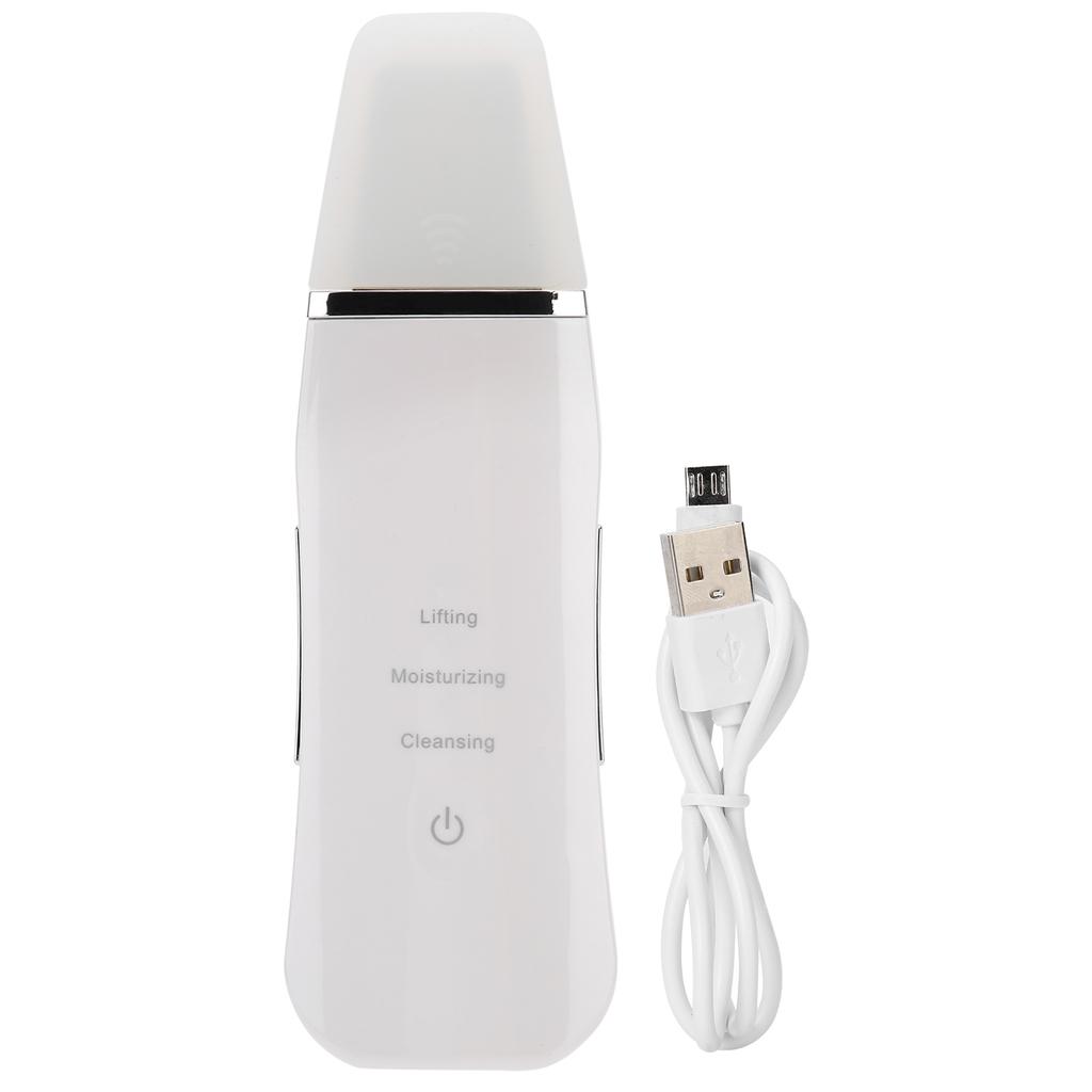 Face Skin Scrubber USB Rechargeable Peeling Machine Ultrasonic Exfoliating SkinCare(White )