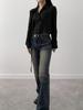 Korean INS Blogger Style 2026 Faux Two-Piece Lace-Up Blouse for Women - Early Spring/Autumn Fashion