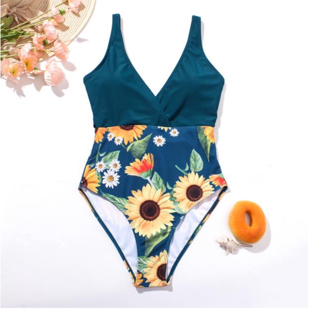 Plus Size Bikini Sexy One Piece Swimsuits Female Shoulder Floral Women Swimwear Push Up Bathing Suits Bodysuits Beach Wear Ruffl