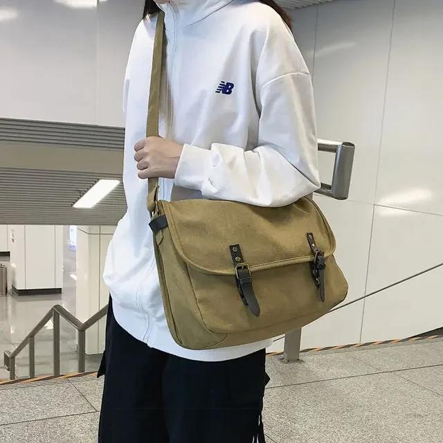 Crossbody Bags Canvas Large Capacity Mens Casual Handbags Vintage Shoulder Messenger Bag Leisure Student Satchel Package bolsos