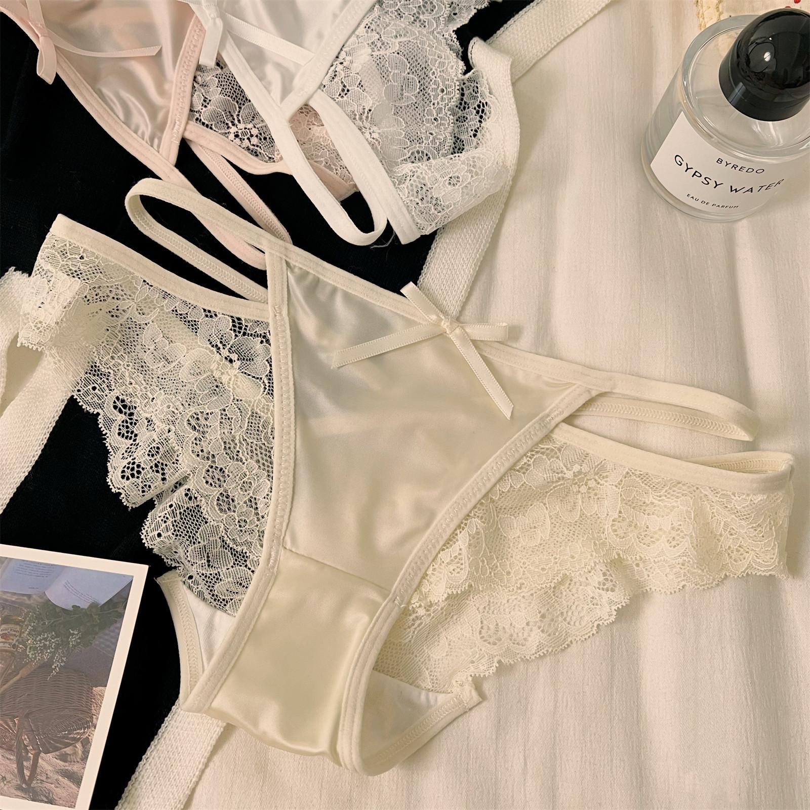 

Lady Summer Sweet Sexy Pure Desire Lace Hollow Net Gauze Ice Silk Low Waist Triangle Briefs L шампанського