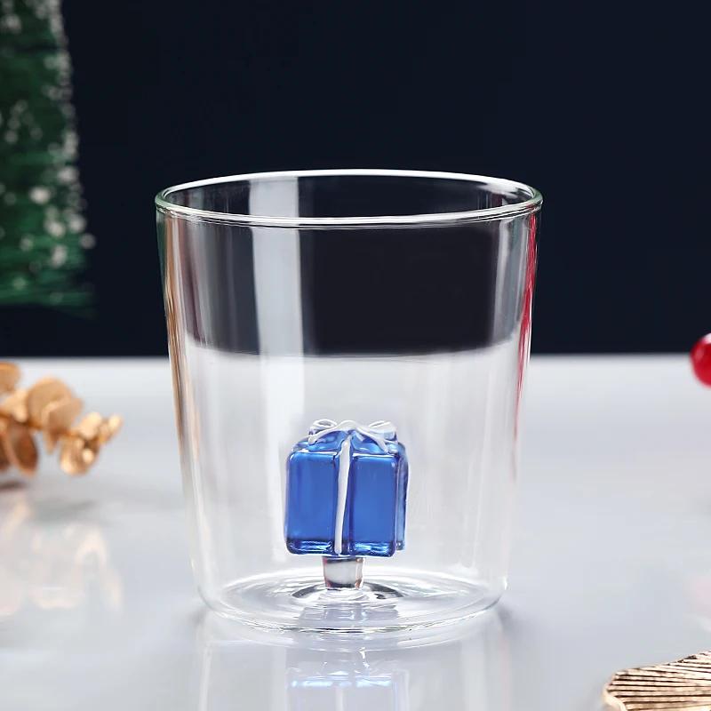 3D Cups for Christmas Transparent Glass Cups for Coffee Water Juice Mug Snowman Santa Animal Design Christmas Gift