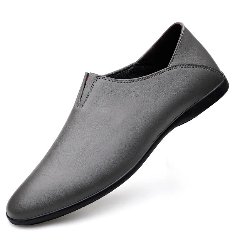 

Модные мужские лоферы из итальянской повседневной коровьей кожи с круглым носком, туфли для платья, модные мужские туфли ручной работы из натуральной кожи, мужская офисная обувь 44 серый