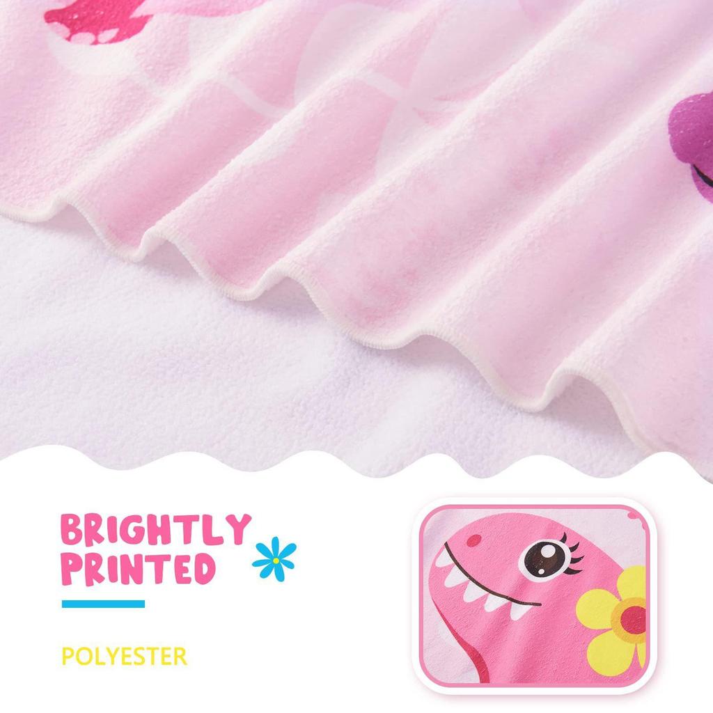 Seaside Resort Quick-Dry Pink Dinosaur Kids' Beach Towel