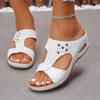 Woman Slippers Wedge Low Platform Big Size Slippers Soft Hoof Heels Casual Rome Sandals Fabric Leisure Low Shoes Slides Women