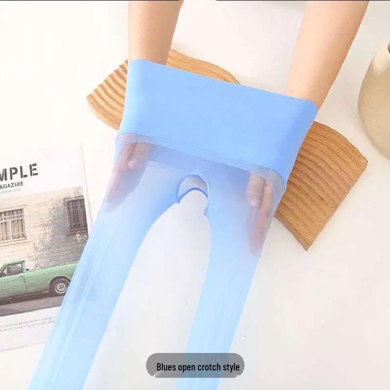 Aurora Seidig Glatte Ultra-Dünne High-Waist Schwarze Strumpfhose mit Glänzendem Öligem Schimmer