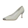 Metal square head high heels women's autumn rivets commuting high heels work shallow mouth one pedal stiletto single shoes women