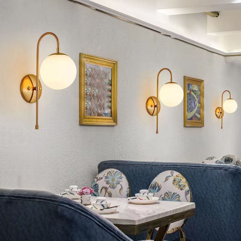Coola - 48 Cm Spherical Wall Lamp, Elegant Modern, Gold and Milky White