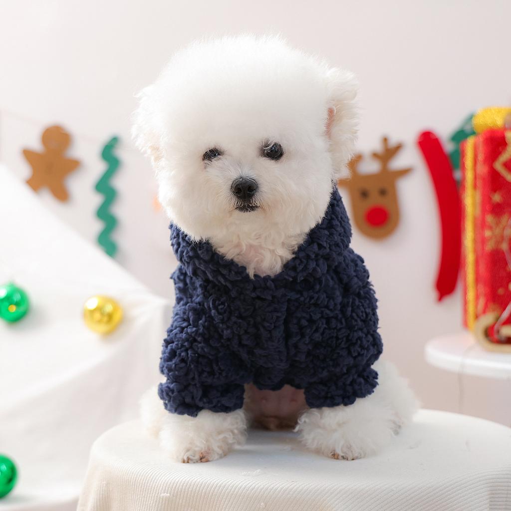 Christmas Dog Hoodie Winter Warm Fleece Pet Clothes Santa Claus Design Thick Soft Plush Jacket Small Dogs Puppy Outfit Apparel