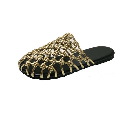 Women's Woven Mesh Breathable Flat Shoes Summer New Round Toe Shallow Mouth Soft Sole Anti-slip Wear-resistant Slippers