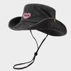 Japanese Retro Washed Cowboy Hats for Women Spring Summer Outdoor Camping Sun Protection Sweet Pink Love Bucket Caps