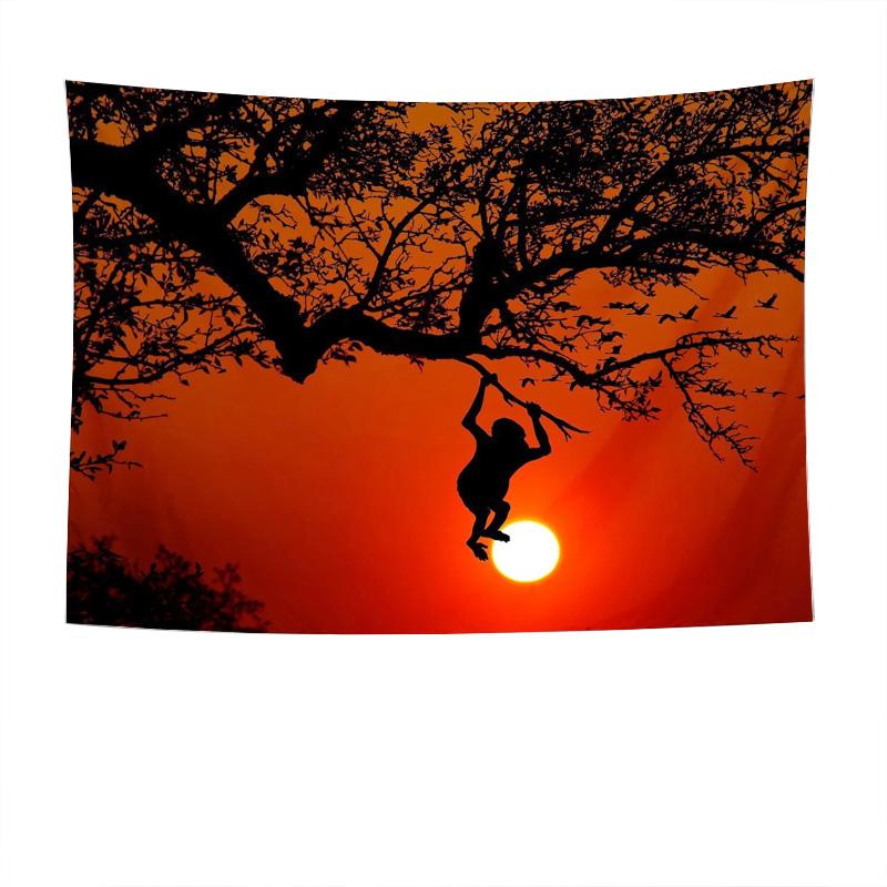 Tree Shadows at Sunset Wall Hanging  Romantic Landscape Decorative Wall Tapestry 74x94cm(29x37in)