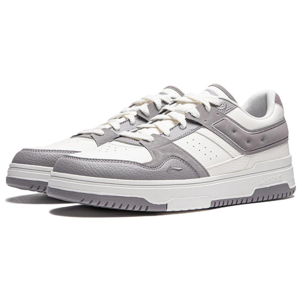 Li Ning Tianji 2.0 Cushioning Abrasion Resistant Lightweight Breathable Low Top Skateboard Shoes Men's White Gray AGCU193-3