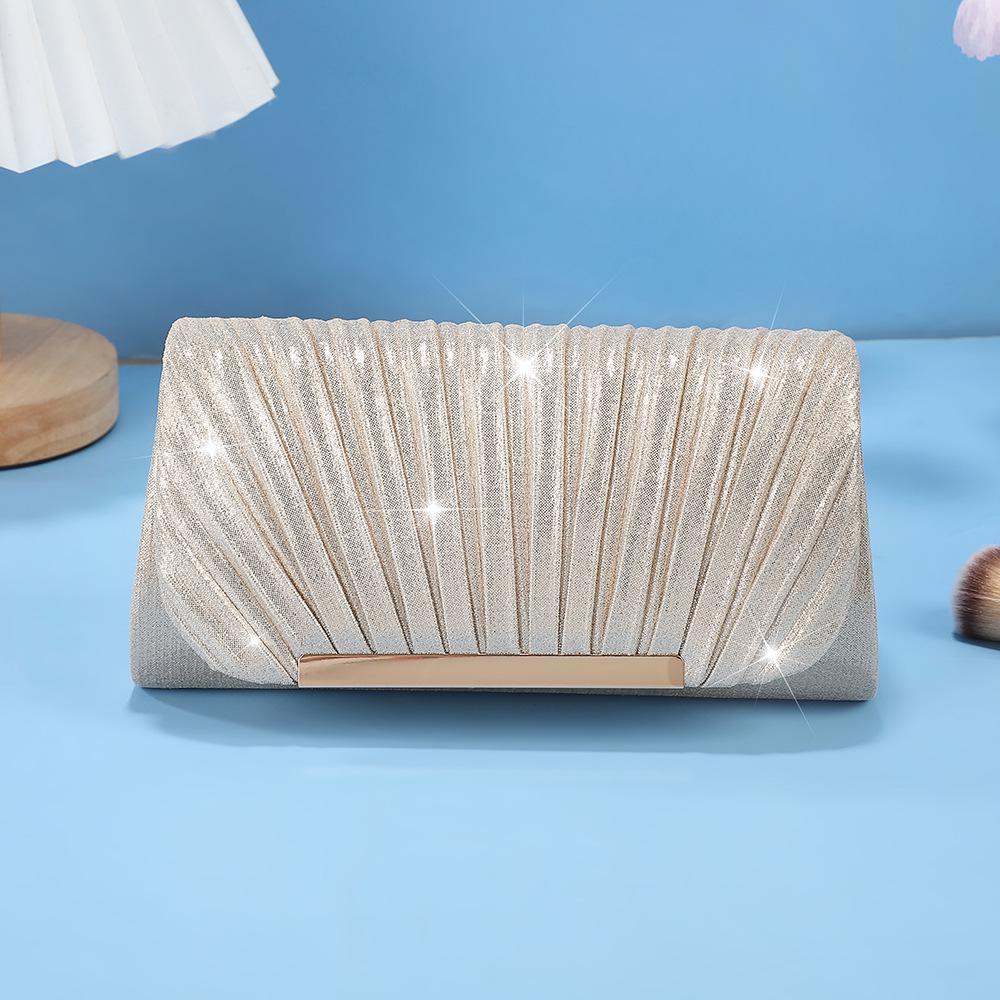 Elegant Sequin Pleated Evening Bag - Women's Chain Shoulder Party Purse