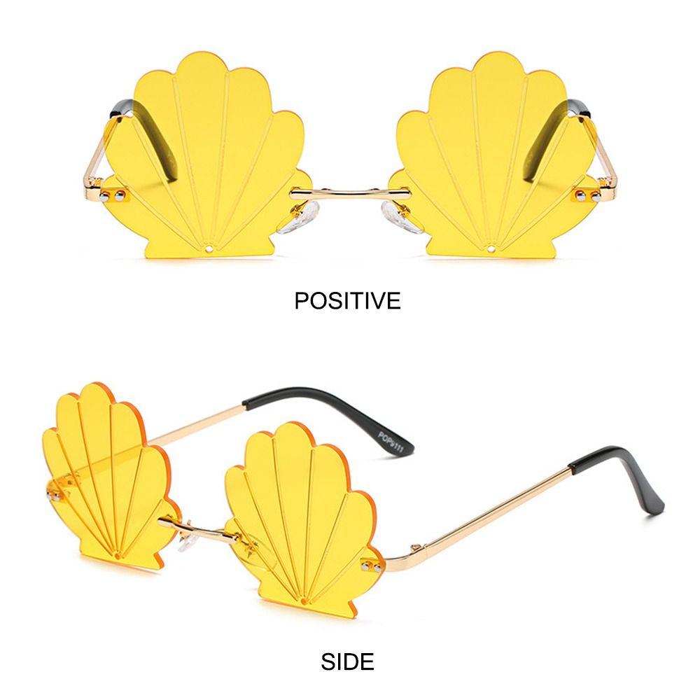 Shell Shape Metal Sun Glasses Unique Ocean Lens Shades Rimless  Sunglasses  for Photo Props, Party