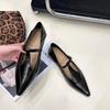 Fashion Women Pumps Fashion T-belt Buckle Pointed Toe Leather Shoes  Comfort Flats Female Elegant Low Heels Wedding Party Dress Shoes
