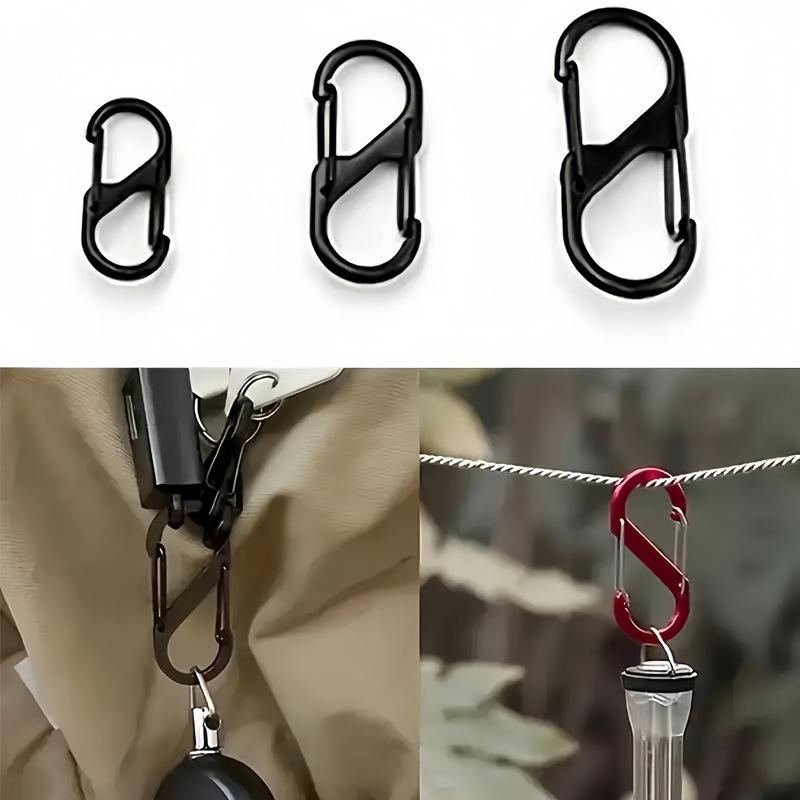 S-Shaped Double-Headed Carabiner for Backpack: High-Elasticity, Two-Way, Spring-Loaded Buckle