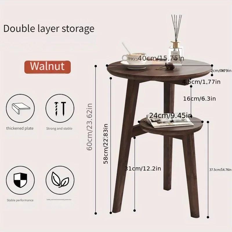 Small Bamboo Table, Small Coffee Table, Sofa Side Cabinet, Solid Wood Small Round Table Movable Living Room Side Table