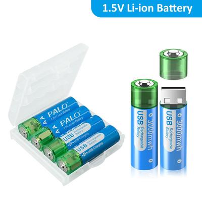 1.5V AA 3000 mWh USB Rechargeable Li-ion Battery 1.5V AA Lithium Ion Batteries for for Mouse Toy Clock