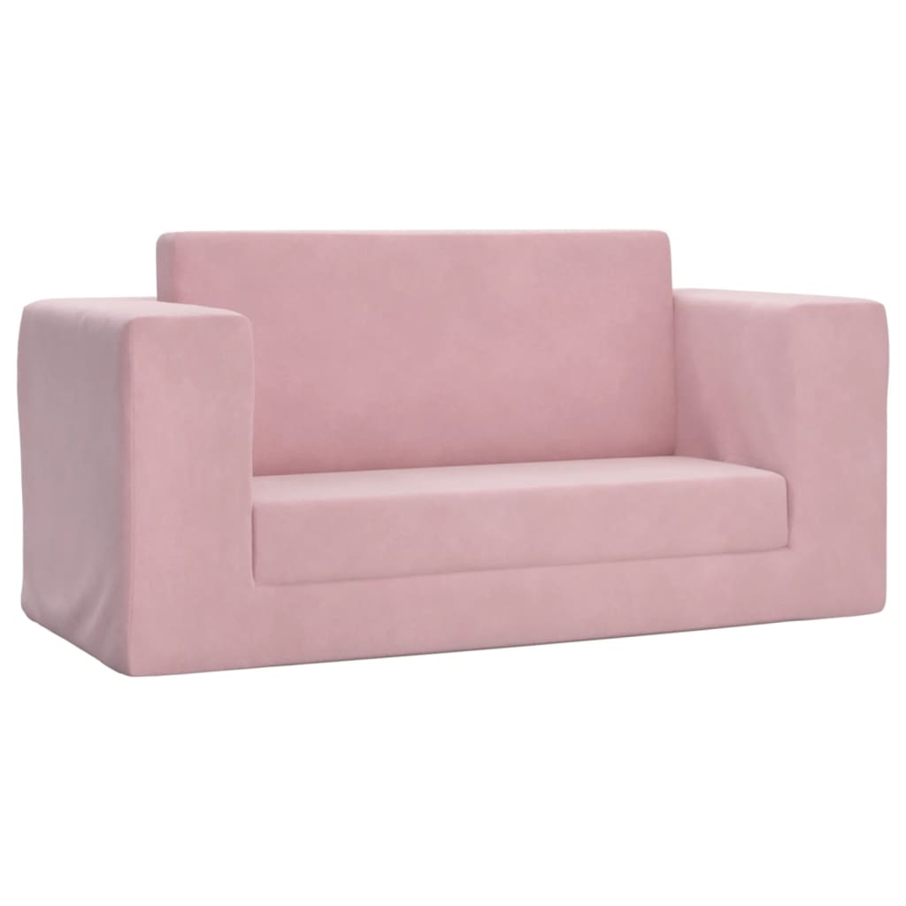Kids Sleeper Sofa 2 Seater Pink Soft Plush