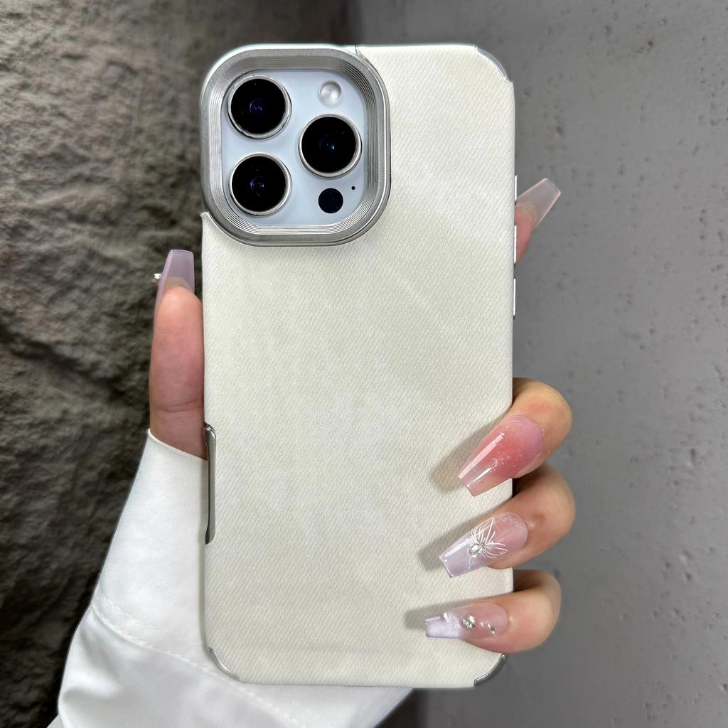 Washed Color Vintage Cowboy Fabric Phone Case iPhone 16 15 14 13 12 11 Pro Max Plus Shockproof Soft Bumper Armor Cover