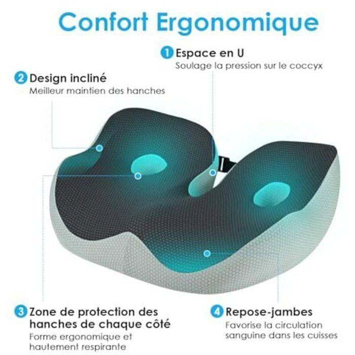 Ortopedický polštář na kostrč - OKZ - Paměťová pěna - Tvar U - 48x39 cm - Protiskluzová základna - Integrované větrání