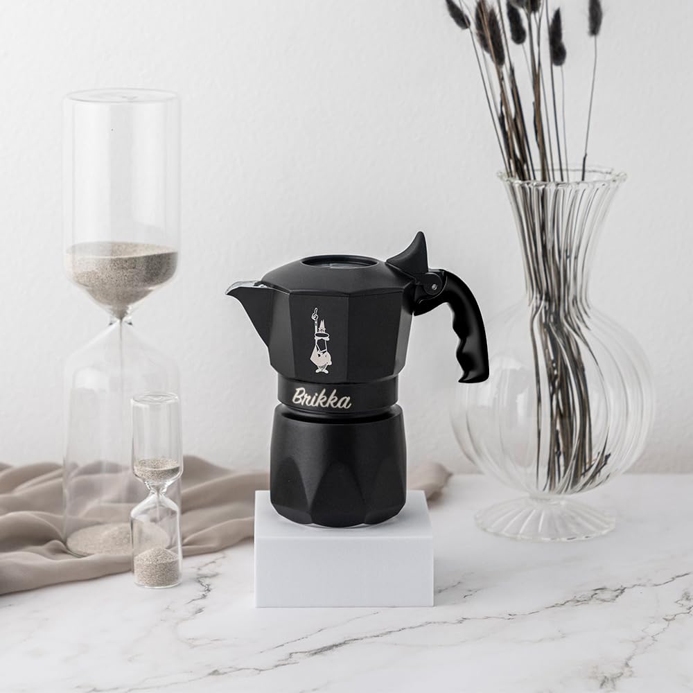 Limited BIALETTI Brikka Black 2 Cup Direct Fire Type Maker Espresso Maker [Japan Color] (Coffee Macchinetta)