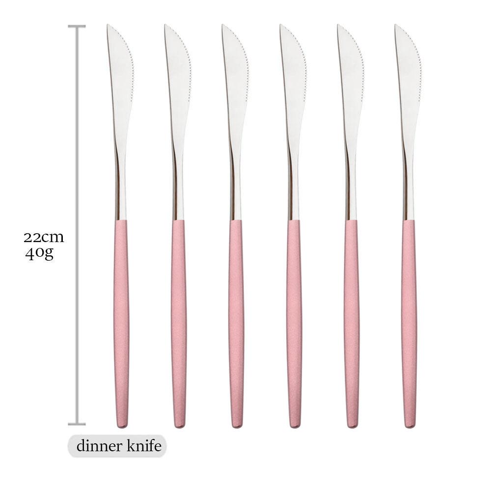 Drmfiy Spiegel Rosa Silber Besteck 6-teiliges Besteckset Edelstahl Set Tafelmesser Löffel Gabel Geschirr Küche Besteckset