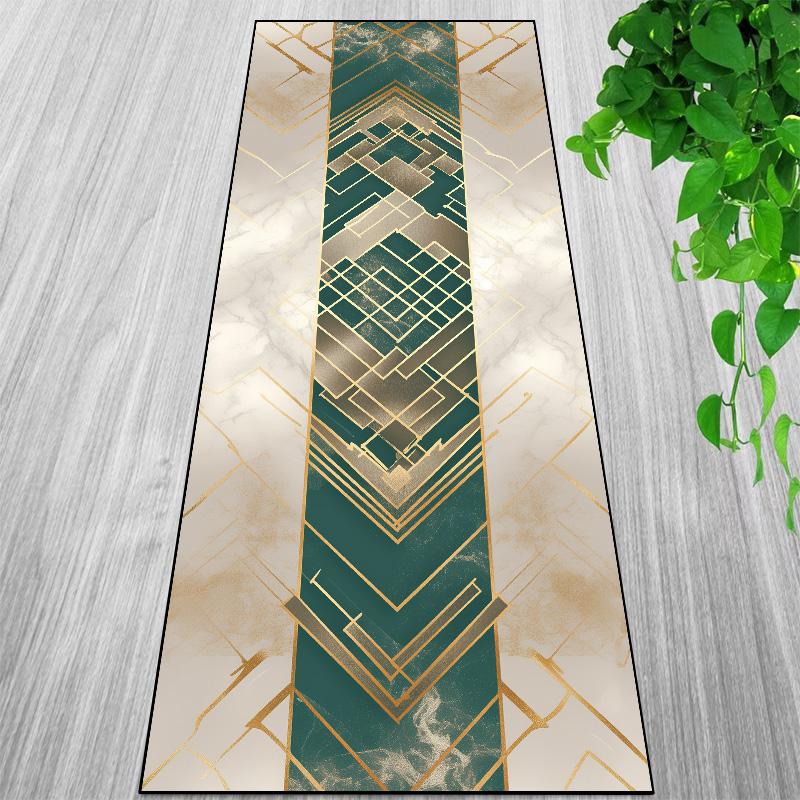 Europäischer Stil Luxus Gold Flur Teppich Mode Dekoration Heim Durchgangsteppiche Rutschfest Langer Teppichläufer Anpassbar